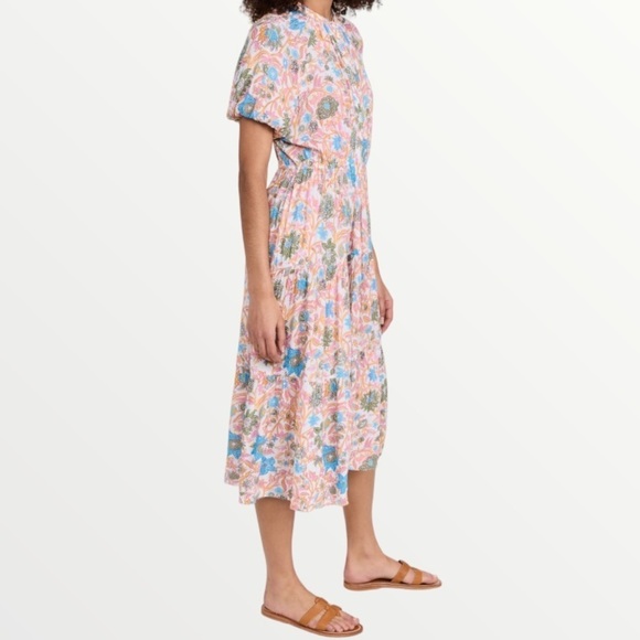 Playa Lucila Dress Floral Short Sleeve Midi‎ Sz XS - Picture 2 of 12